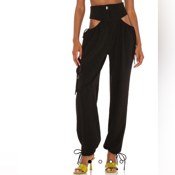 H:ours Black High Waist Cutout Cargo Pants - Picture 1 of 4